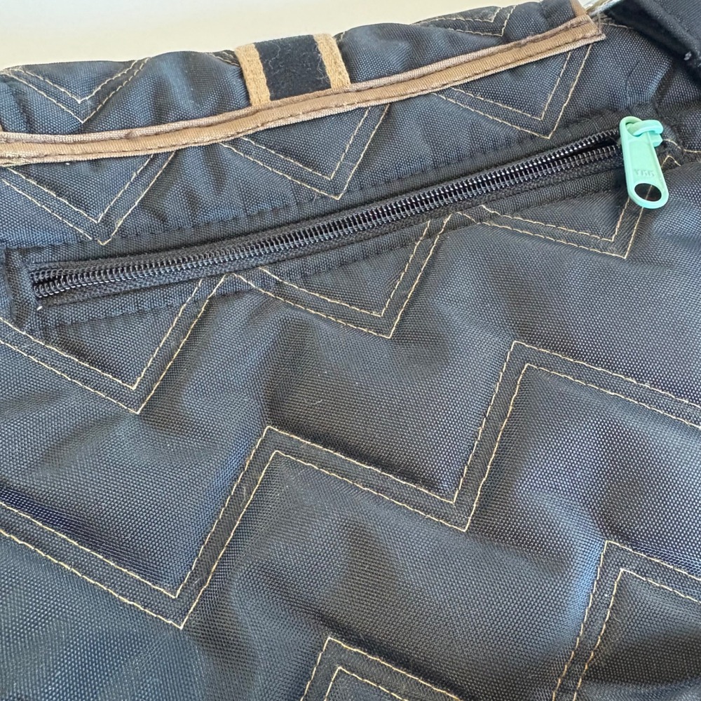 CINDA B Ravinia Black Patterned Saddlebag Shoulder Crossbody Bag Nylon Quilted - Picture 6 of 10